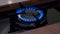 Close-up footage of blue flame of natural gas stove