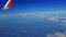 Close up footage of the snowflakes on the window of the airplane. Aviation