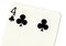 Close up of a four of clubs playing card.