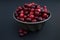 Close Up of Fresh Cranberries in a Vintage Metal Bowl