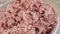 Close-up fresh mince from beef and pork meat and onion