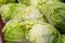 Close-up of fresh Peking cabbage on the market