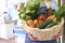 Close Up Of Fresh Produce In Basket At Farm Shop