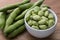 Close up fresh raw broad beans