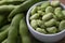 Close up fresh raw broad beans