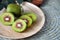 Close up Fresh Red Kiwifruit on Plate