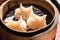 Close up fresh steamed chinese dumplings