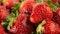 Close up of fresh sweet strawberries. Nature organic food