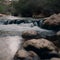 close up of fresh water river flow. Horizontal banner. Outdoor wildlife background