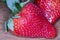 Close up of fresh whole ripe organic strawberries