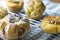 Close up Freshly Baked danish pastry on wooden background, assorted bread and pastry, Different kinds of bread rolls.