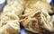 Close up freshly baked puff pasty from the oven in bakery shop of Catania, Sicily, Italy