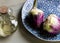 Close up of freshly cut hearts of artichoke