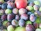 Close up of freshly picked damsons in water