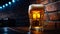 Close-up of a freshly poured glass of light beer with foam on a bar counter