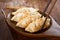 Close up fried dumplings