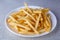 Close up Fried French Fries in white plate