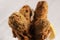 Close-up of fried goby fishes, white background