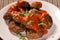 Close up of fried meatballs made from pork and beef meat with to