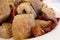 Close up of fried stinky tofu on table inside restaurant