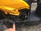 Close-up front of new motorcycle distorted by accident. Crashed