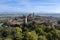 close-up frontal aerial view of the town of lucignano tuscany