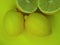 Close-up of fruit, juicy, fresh, healthy lemon on an isolated abstract yellow background