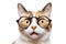 Close-up Funny Portrait of Surprised Cat in Glasses