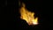 Close up of furnace in blacksmith workshop with flames in slow motion