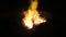 Close up of furnace in blacksmith workshop with flames in slow motion