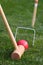 Close up of game of croquet