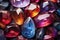 close up of gems Heap of various colored gems