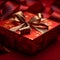 A close-up of a gift box with intricate wrapping paper