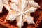 Close up gingerbread snowflakes