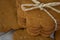 Close up of Gingersnap cookies with twine