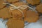 Close up of Gingersnap cookies with twine