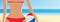 Close up girl in red bikini with ball vector illustration