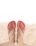 Close-up of girlÂ´s foots on the beach.