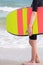 Close Up Of Girl By Sea In Wetsuit Holding Bodyboard