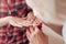 Close up of girls nails being painted