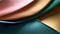 The close up of a glossy metal surface in green, blush pink, buttercup yellow, and navy blue color with a soft focus