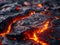 Close-Up of Glowing Molten Lava Flow