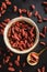 Close-up of goji berries on a black background