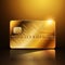 close-up gold credit card on a dark background