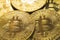 Close Up Golden Bitcoin, Selective Focused on jigsaw ground. Electronic Money And Finance Concept