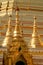 Close up of the golden buddhist pagoda or stupa of Shwedagon Pagoda,Yangon, Myanmar