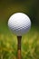 A close-up of a golf ball on the tee AI generated