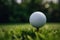 A close-up of a golf ball on the tee AI generated