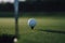Close up of a golf ball on the tee and the iron AI generated