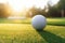 Close-up Golf Ball on Tee with Serene Green Bokeh Background, Perfect Shot on the Golf Course